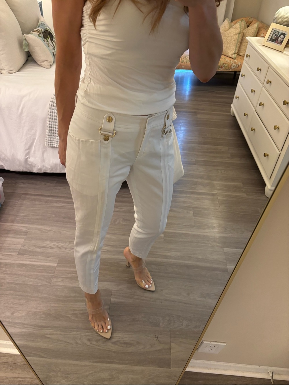 Emilio Pucci White Skinny Pants | Gold Pucci Crest Hardware | NWT - Picture 2 of 9